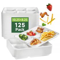 Pratos de papel compostáveis de 5 compartimentos WELLIFE 10,25 x 8,25 pol