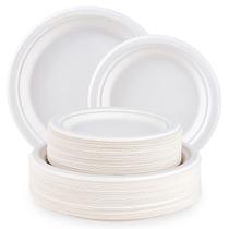 Pratos de papel compostáveis EcoLipak 120 Pack 23 cm e 18 cm