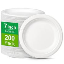 Pratos de papel compostáveis Greconv White 18 cm, pacote com 200