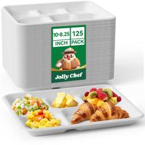 Pratos de papel compostáveis JOLLY CHEF 5 Compartimento 125mL x10