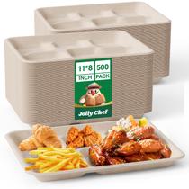Pratos de papel compostáveis JOLLY CHEF 5 Compartimento 500mL 11cm Pratos de papel compostáveis JOLLY CHEF 5 Compartimento 500mL 11cm