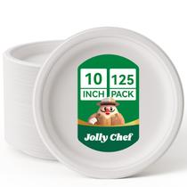 Pratos de papel descartáveis compostáveis JOLLY CHEF 10 polegadas 125 ct Pratos de papel descartáveis compostáveis JOLLY CHEF 10 polegadas 125 ct