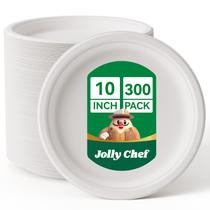 Pratos de papel descartáveis compostáveis JOLLY CHEF 10 polegadas 300 ct Pratos de papel descartáveis compostáveis JOLLY CHEF 10 polegadas 300 ct