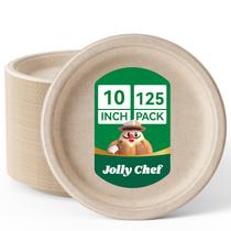 Pratos de papel descartáveis compostáveis JOLLY CHEF 10 polegadas, pacote com 125 Pratos de papel descartáveis compostáveis JOLLY CHEF 10 polegadas, pacote com 125