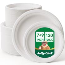 Pratos de papel descartáveis compostáveis JOLLY CHEF de 10 polegadas, 120 unidades