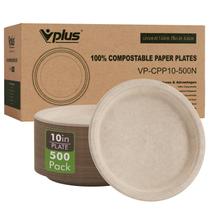 Pratos de papel descartáveis compostáveis Vplus 500 Pack 26cm Pratos de papel descartáveis compostáveis Vplus 500 Pack 26cm