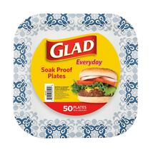 Pratos de papel descartáveis Glad Square Blue Victorian 25cm 50Ct