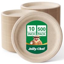 Pratos de papel descartáveis JOLLY CHEF Compostable 10 polegadas, pacote 500