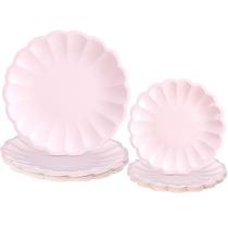 Pratos de papel descartáveis Newtay Pink Scalloped 24,1 cm 60 unidades Pratos de papel descartáveis Newtay Pink Scalloped 24,1 cm 60 unidades