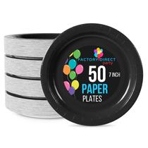 Pratos de papel descartáveis Party Solids pretos de 7 polegadas, 50 unidades Pratos de papel descartáveis Party Solids pretos de 7 polegadas, 50 unidades