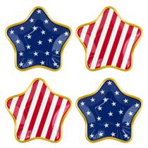 Pratos de papel descartáveis QZYL Patriotic Star 7 polegadas 100 unidades Pratos de papel descartáveis QZYL Patriotic Star 7 polegadas 100 unidades