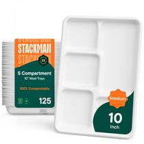 Pratos de papel descartáveis Stack Man com 5 compartimentos, pacote de 10 polegadas e 125 Pratos de papel descartáveis Stack Man com 5 compartimentos, pacote de 10 polegadas e 125