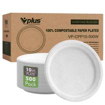 Pratos de papel descartáveis Vplus 500 Pack 26 cm 100% bagaço