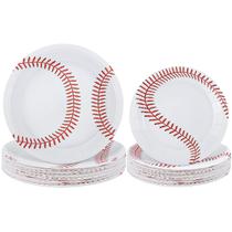 Pratos de papel Durony Baseball de 18 cm e 23 cm, pacote com 60