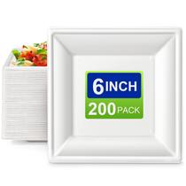 Pratos de papel EcoAvance Square 15 cm, pacote com 200, compostáveis