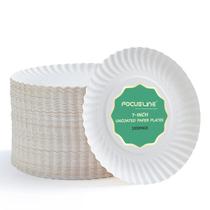 Pratos de papel FOCUSLINE 18 cm brancos não revestidos, 1000 unidades