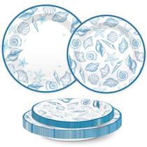 Pratos de papel FYSUIMU Ocean, 50 unidades de concha azul de 7 e 9"