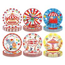 Pratos de Papel Greencian 60 Unidades 23 cm Tema Circo para Festa