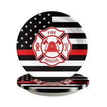 Pratos de papel Grencian Firefighter 50 unidades de 23 cm com linha vermelha fina Pratos de papel Grencian Firefighter 50 unidades de 23 cm com linha vermelha fina