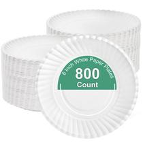 Pratos de papel Hacaroa 800, pacote de 15 cm, descartáveis, não revestidos, brancos Pratos de papel Hacaroa 800, pacote de 15 cm, descartáveis, não revestidos, brancos