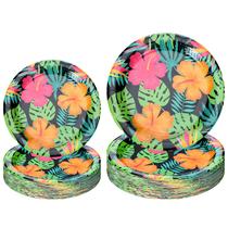 Pratos de papel havaianos Honoson, 100 peças, Tropical Night, 18 cm e 23 cm