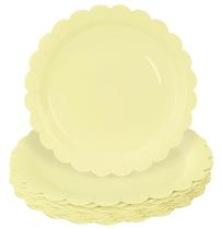 Pratos de papel HEIPINIUYE amarelos recortados de 7 polegadas (50 peças)