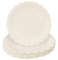 Pratos de papel HEIPINIUYE Ivory Scalloped 7 polegadas (50 peças)