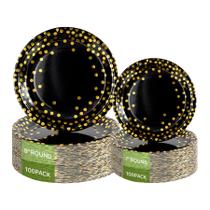 Pratos de papel Lullaby Black and Gold 200 unidades para festa