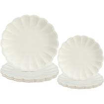 Pratos de papel Newtay Cream Scalloped 24,1 cm e 19,1 cm 60 unidades