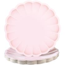 Pratos de papel Newtay Scalloped 24,1 cm, 30 unidades, rosa claro Pratos de papel Newtay Scalloped 24,1 cm, 30 unidades, rosa claro
