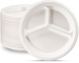Pratos de papel, pacote confortável, 23 cm, 125, pacote com 3 compartimentos