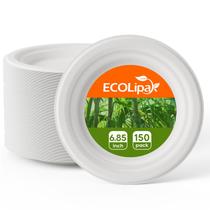 Pratos de papel para sobremesas compostáveis EcoLipak 17,4 cm, pacote 150