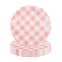 Pratos de papel PUEVENYI Scalloped Light Pink 23 cm 50 unidades