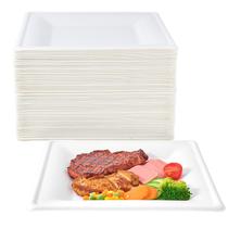 Pratos de papel quadrados compostáveis EcoLipak 10 polegadas, pacote 150