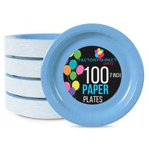 Pratos de papel: requintados, azul claro, descartáveis de 7 polegadas, 100 unidades Pratos de papel: requintados, azul claro, descartáveis de 7 polegadas, 100 unidades
