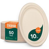 Pratos de papel Stack Man 10 Oval 100% compostáveis pacote com 50 Pratos de papel Stack Man 10 Oval 100% compostáveis pacote com 50