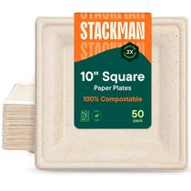 Pratos de papel Stack Man 100% compostáveis pacote com 50 25 cm Pratos de papel Stack Man 100% compostáveis pacote com 50 25 cm