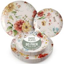 Pratos de papel Trendables Aviv Floral 21 cm e 26 cm 80 unidades