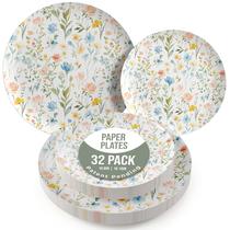 Pratos de papel Trendables Floral, conjunto de 32 peças, 20/25 cm