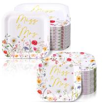 Pratos de papel Umigy Miss to Mrs Flower Dinner 23 cm 18 cm 100 unidades Pratos de papel Umigy Miss to Mrs Flower Dinner 23 cm 18 cm 100 unidades