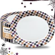 Pratos de papel VEIZEDD, pacote com 40, 25x30 cm, ovais de Halloween