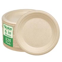 Pratos de papel Vplus 125, pacote de 15 cm, bagaço 100% compostável