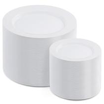 Pratos de plástico AOZITA 200 unidades - 100 pratos de jantar mais 100 pratos de salada Pratos de plástico AOZITA 200 unidades - 100 pratos de jantar mais 100 pratos de salada