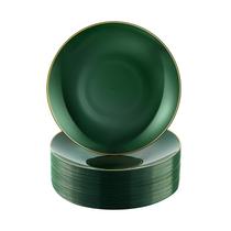Pratos de plástico Bestluck 100 peças de ouro verde 18 cm para festa Pratos de plástico Bestluck 100 peças de ouro verde 18 cm para festa