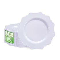 Pratos de plástico COLOSUS 7,5" brancos 60 unidades descartáveis