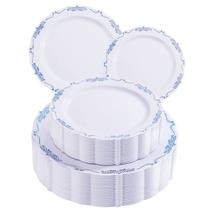 Pratos de plástico Dayammi Blue Rim White 60 unidades (30 para jantar, 30 sobremesas) Pratos de plástico Dayammi Blue Rim White 60 unidades (30 para jantar, 30 sobremesas)