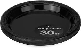 Pratos de plástico DecorRack de 7 polegadas pretos (pacote com 30)