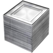 Pratos de plástico descartáveis BuCla 100PCS 15cm Black Square