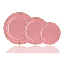 Pratos de plástico descartáveis Exquisite Victorian 23 cm 60 unidades Pratos de plástico descartáveis Exquisite Victorian 23 cm 60 unidades