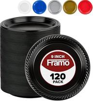 Pratos de plástico descartáveis FRAMO 23 cm, pacote de 120 pretos